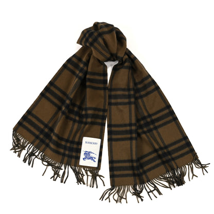 Burberry Cashmere Fringe Scarf Brown Khaki 1 of 4