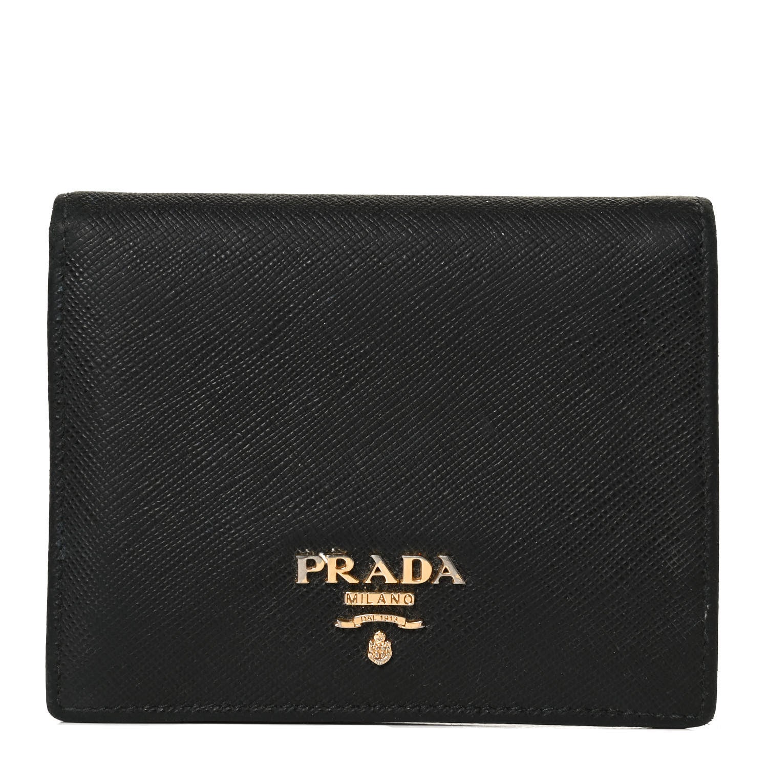 Prada Saffiano Metal Bi-Fold Wallet Black 1 of 9