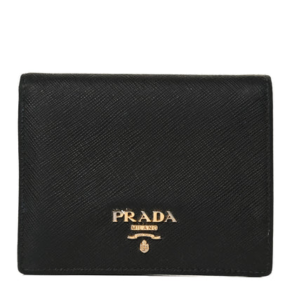 Prada Saffiano Metal Bi-Fold Wallet Black 1 of 9