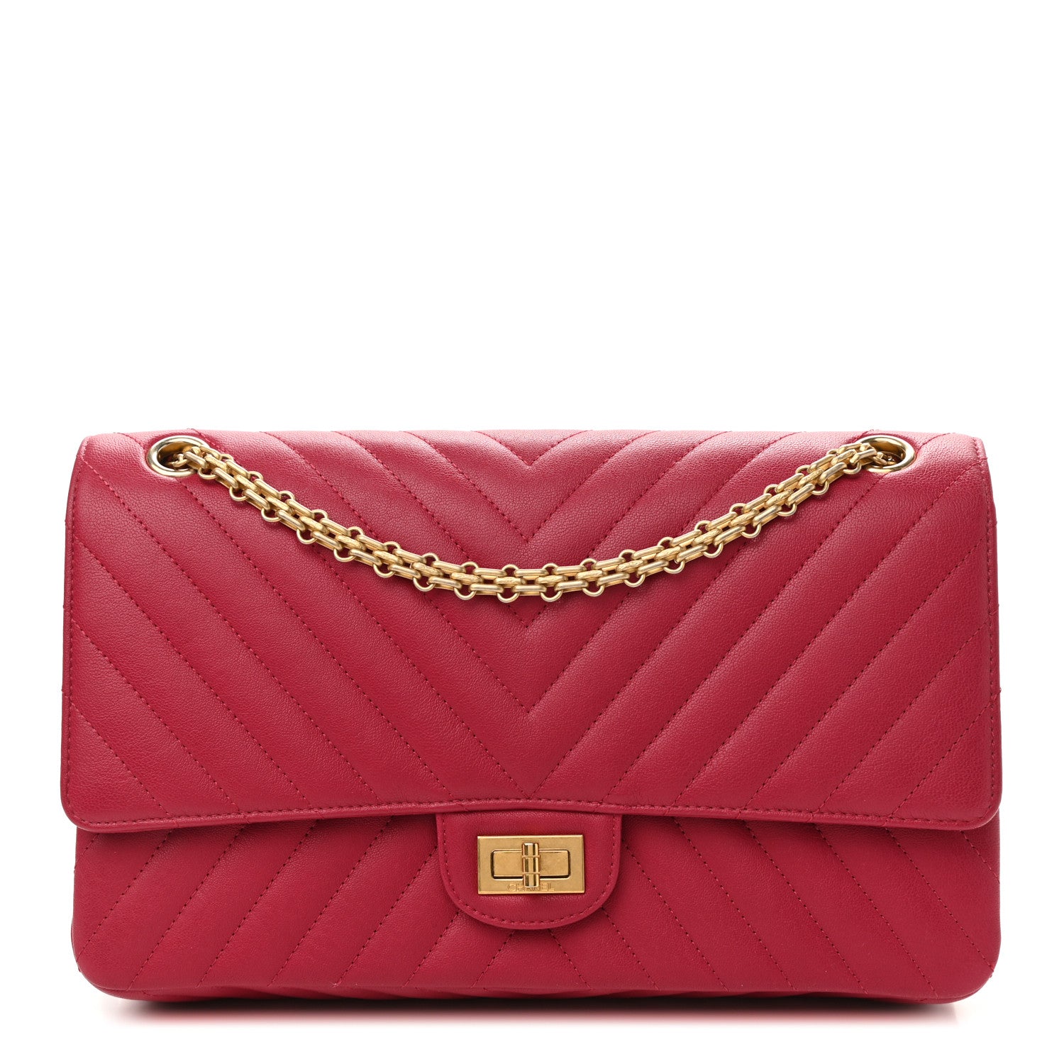 Chanel Sheepskin Chevron Quilted 2.55 Reissue 226 Flap Dark Pink 1 of 13