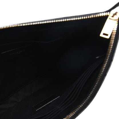 Saint Laurent Calfskin Crocodile Embossed Tablet Pouch Black 5 of 9