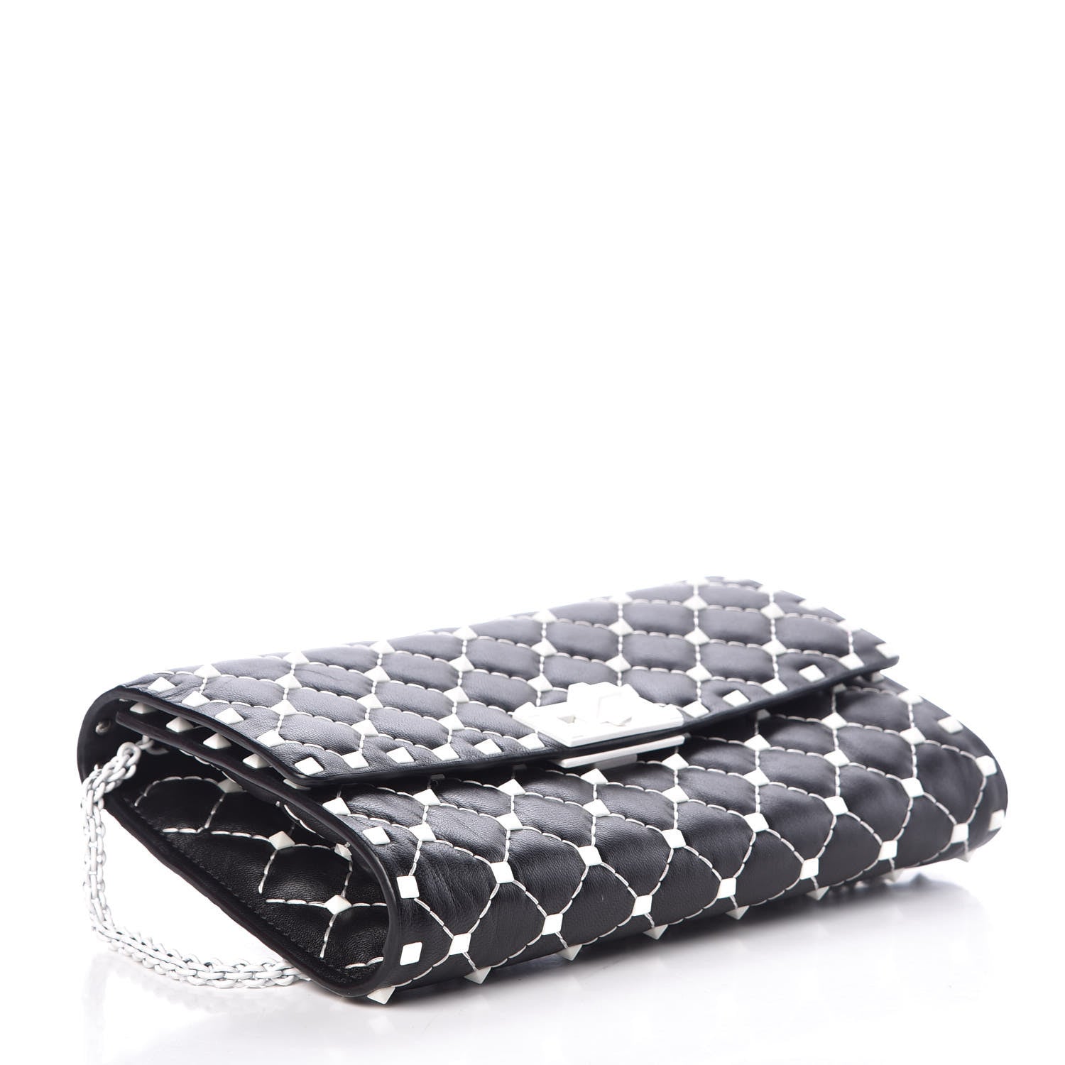 Valentino Garavani Lambskin Free Rockstud Spike Wallet On Chain Black 4 of 6