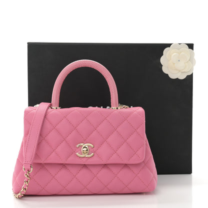 Chanel Caviar Lizard Embossed Quilted Mini Coco Handle Flap Pink 11 of 11