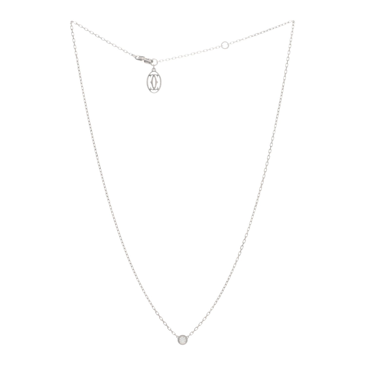 Cartier 18K White Gold Diamond SM D'Amour Pendant Necklace 2 of 3