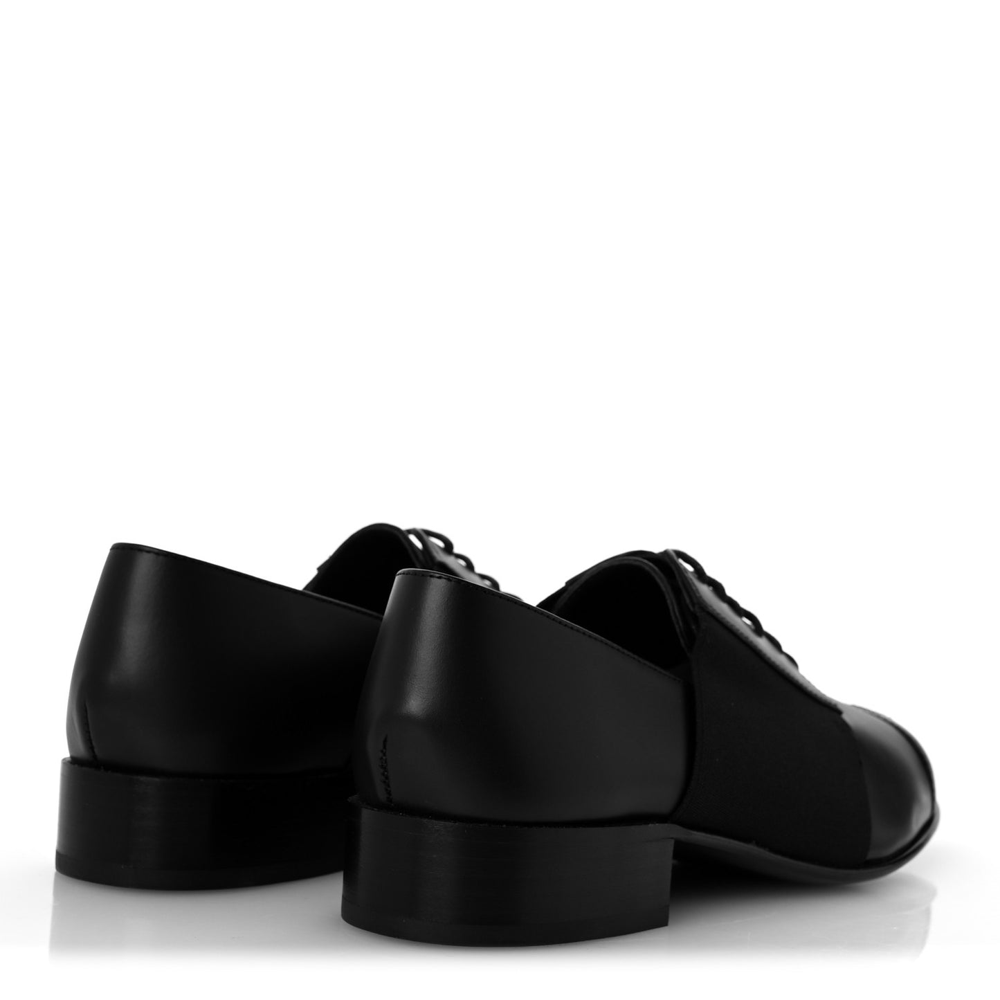 Calfskin Elastic Lace Up Cap Toe CC Loafers 38 Black