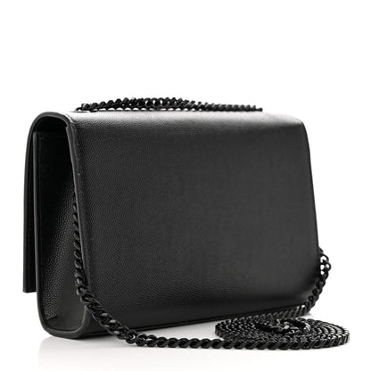 Saint Laurent Grain De Poudre Small Monogram Monochrome Kate Satchel Black 3 of 13