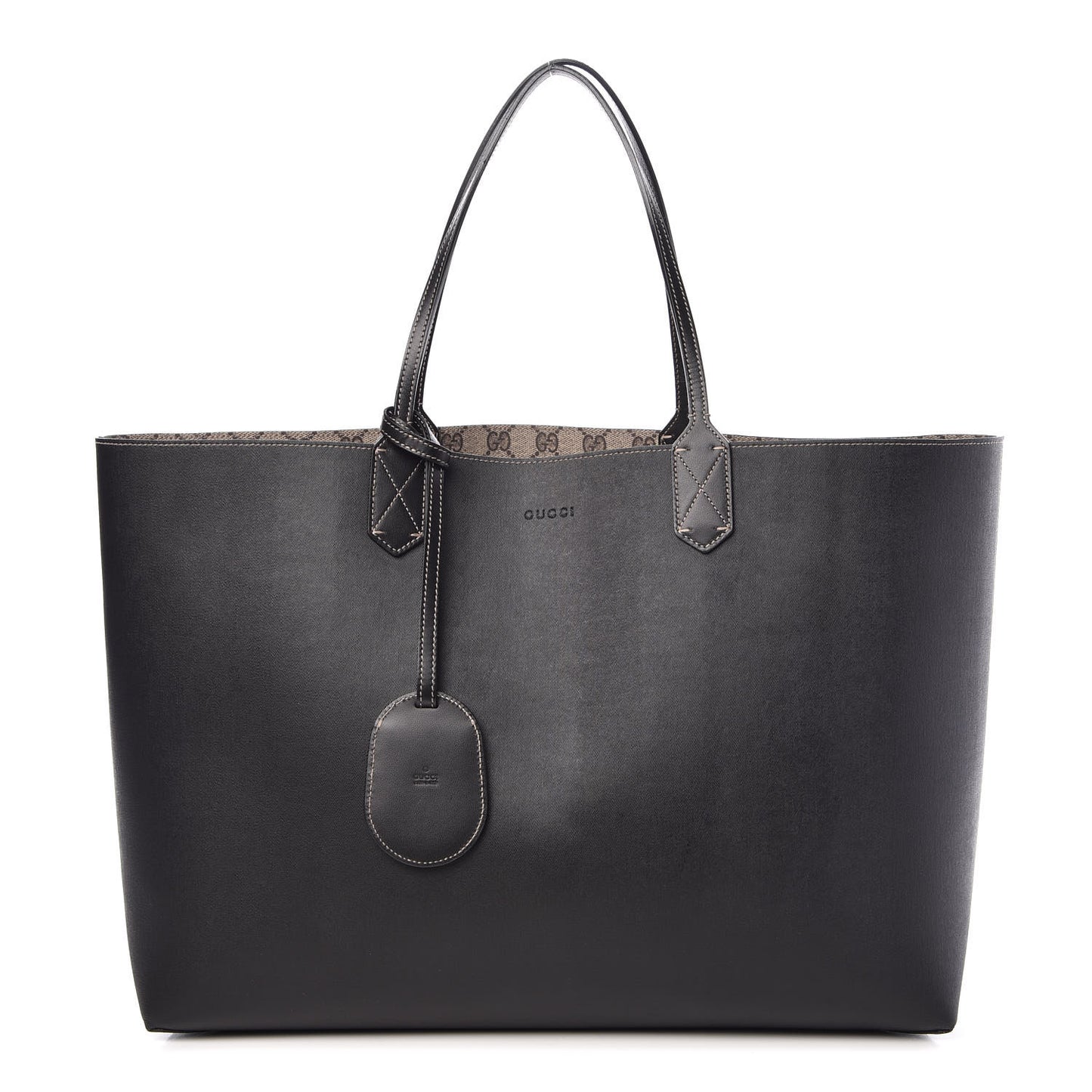 GG Supreme Monogram Large Reversible Tote Beige Black