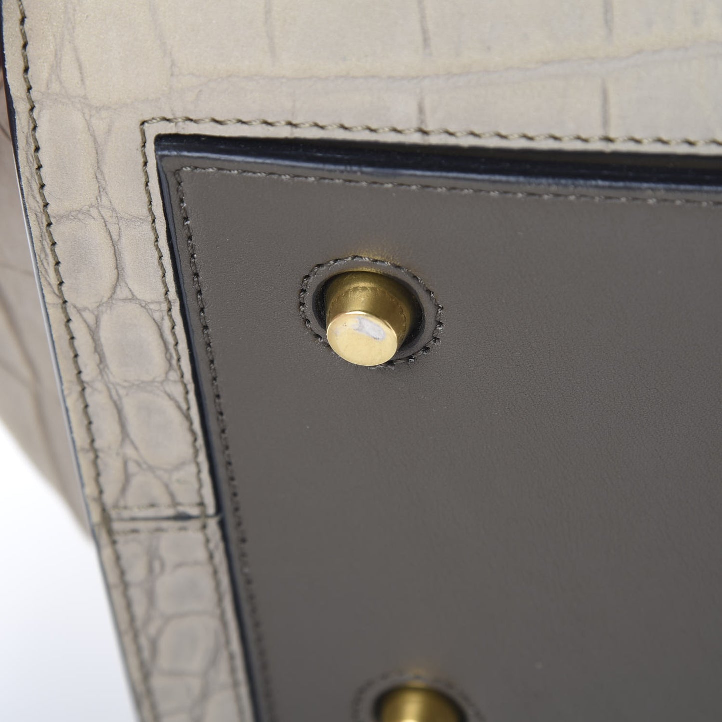 Smooth Calfskin Crocodile Embossed Nubuck Mini Tie Tote Grey