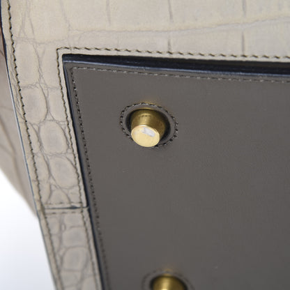 Celine Smooth Calfskin Crocodile Embossed Nubuck Mini Tie Tote Grey 11 of 16