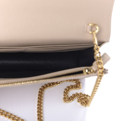 Saint Laurent Grain De Poudre Matelasse Chevron Monogram Envelope Chain Wallet Nude Powder 5 of 10