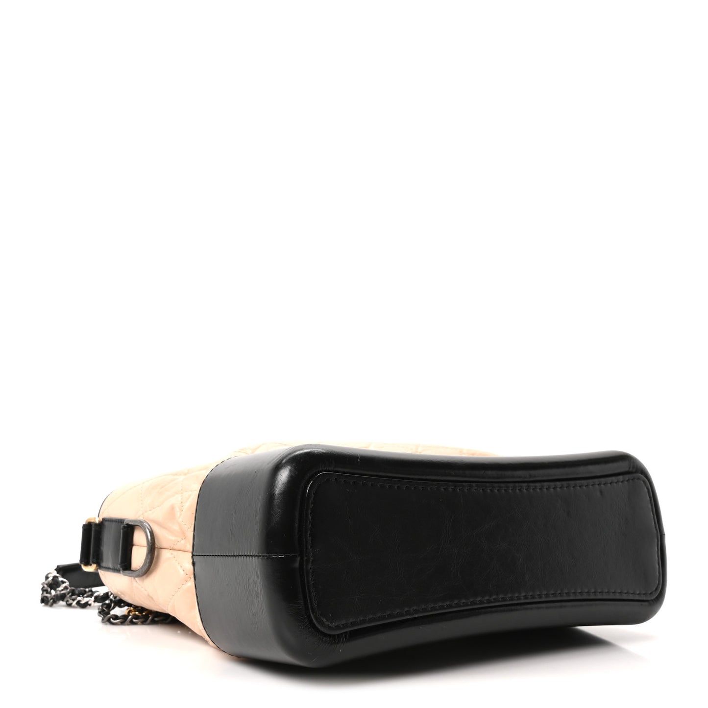 Aged Calfskin Quilted Medium Gabrielle Hobo Beige Black