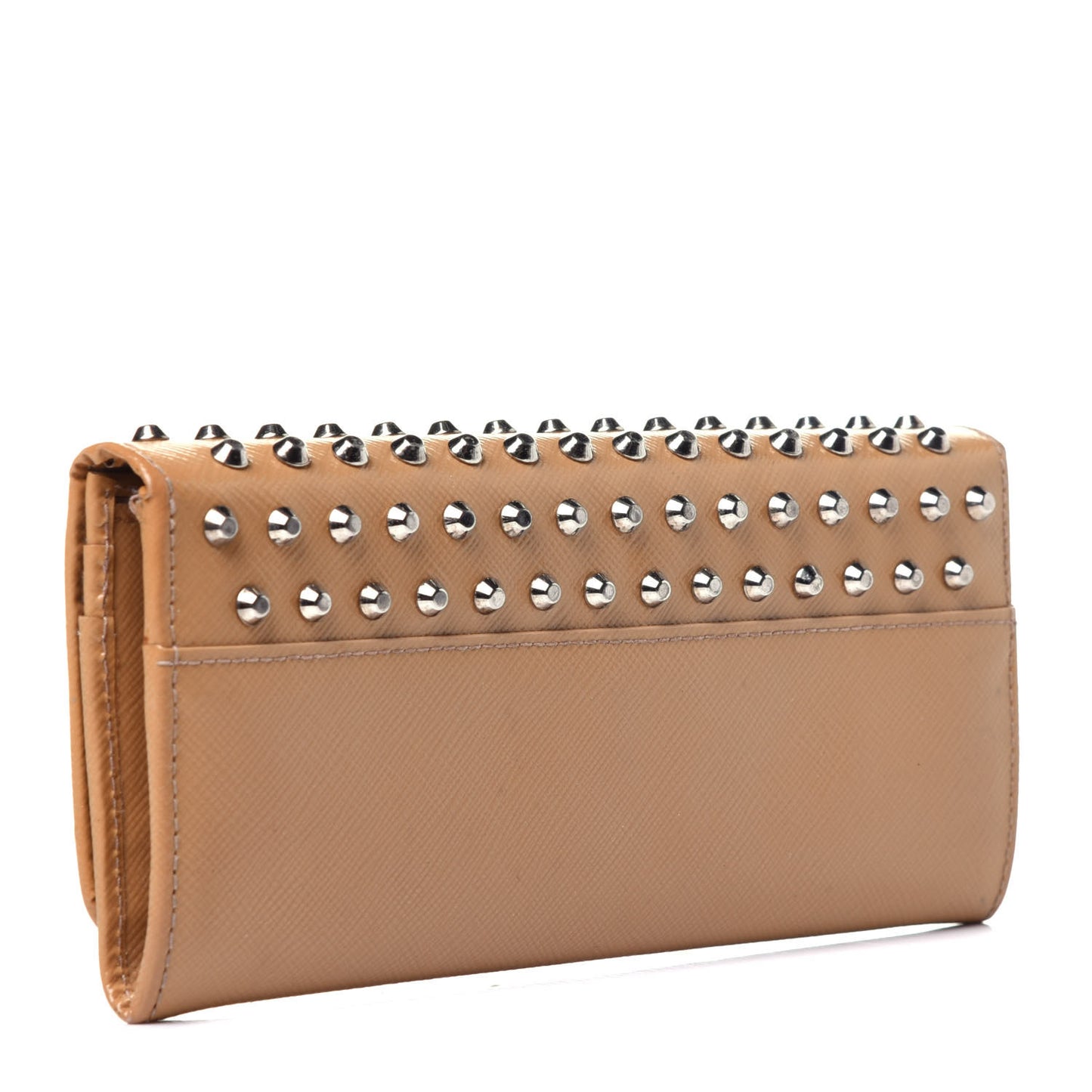 Saffiano Studded Flap Wallet Caramel