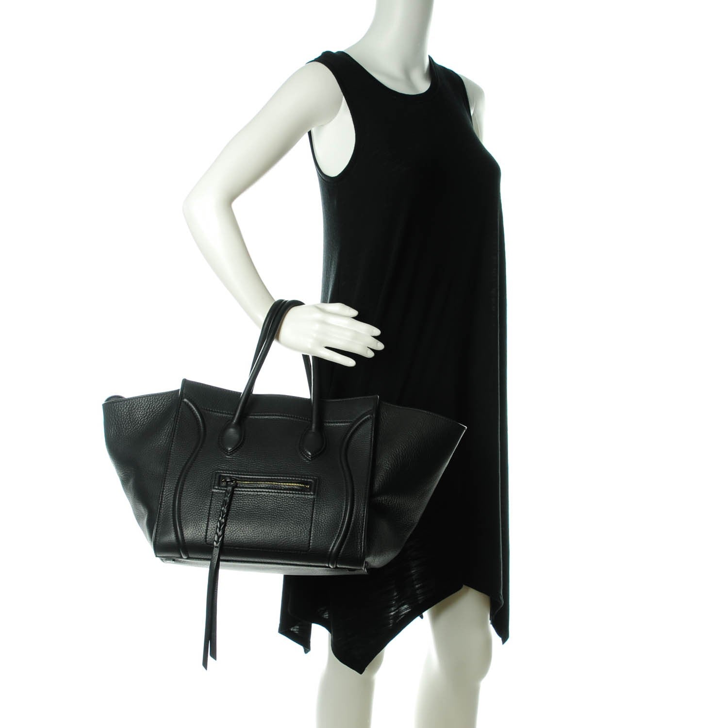 Celine Supple Calfskin Medium Phantom Luggage Black 2 of 8