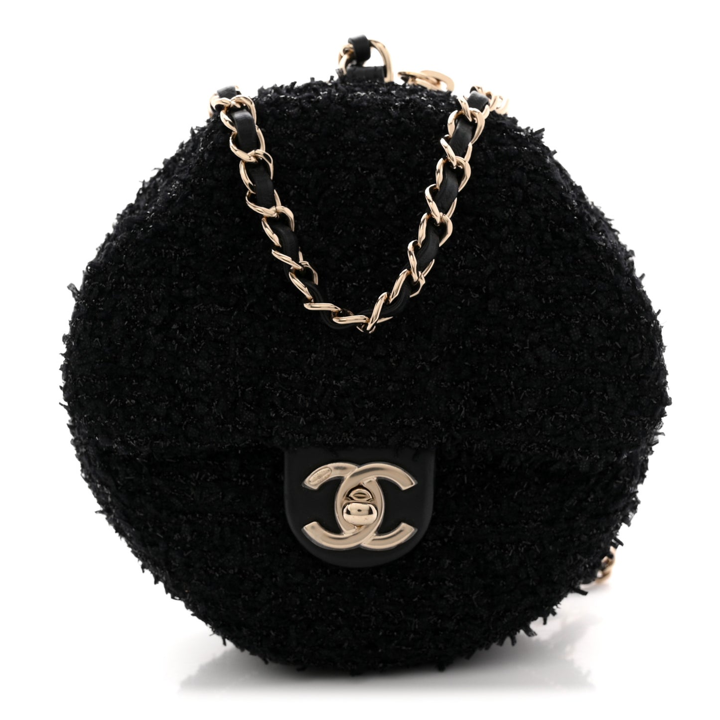 Tweed Coco Beach Barrel Shoulder Bag Black