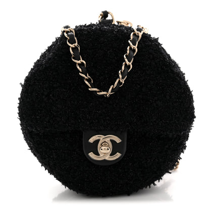 Chanel Tweed Coco Beach Barrel Shoulder Bag Black 1 of 12
