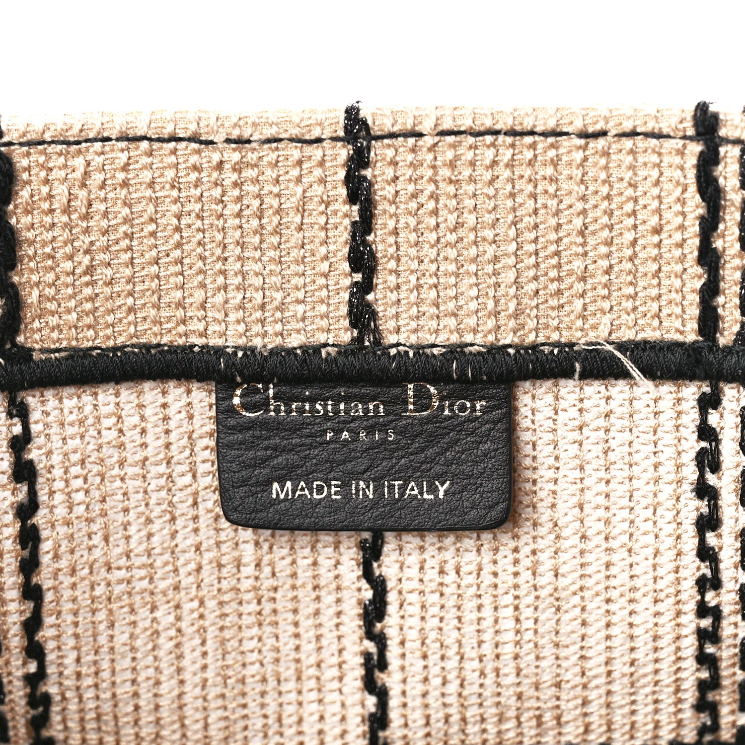 Christian Dior Canvas Embroidered Medium Bayadere Book Tote Black Beige 6 of 11