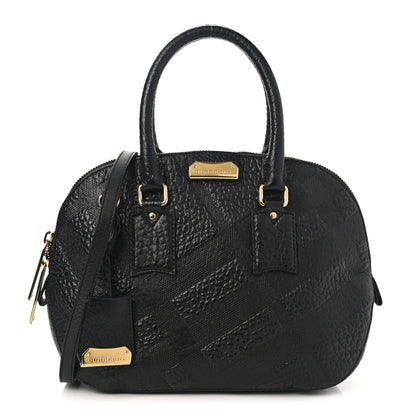 Burberry Heritage Grain Check Embossed Small Orchard Bowling Bag Black 1 of 14