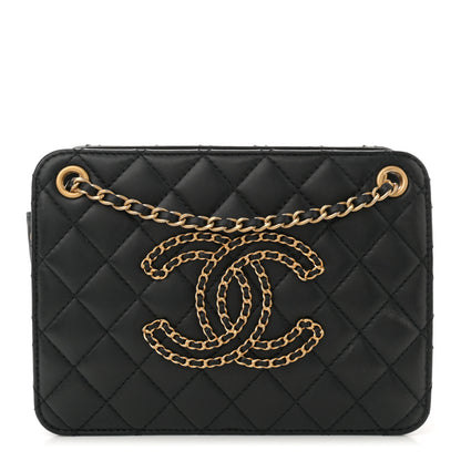 Chanel Calfskin Quilted Small CC Chain Accordion Tote Black 1 of 12