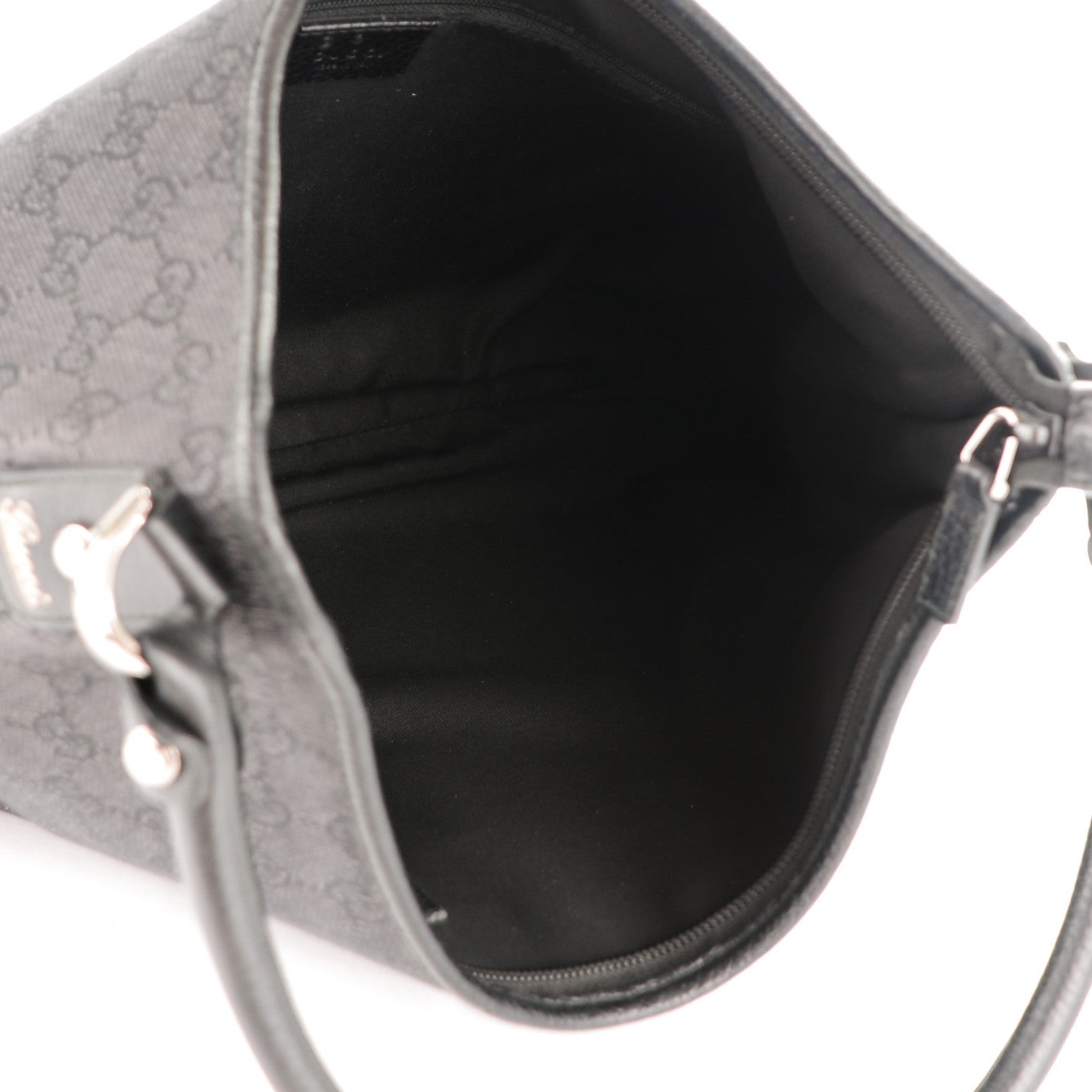 Gucci Denim Monogram Abbey D Ring Hobo Black 5 of 7