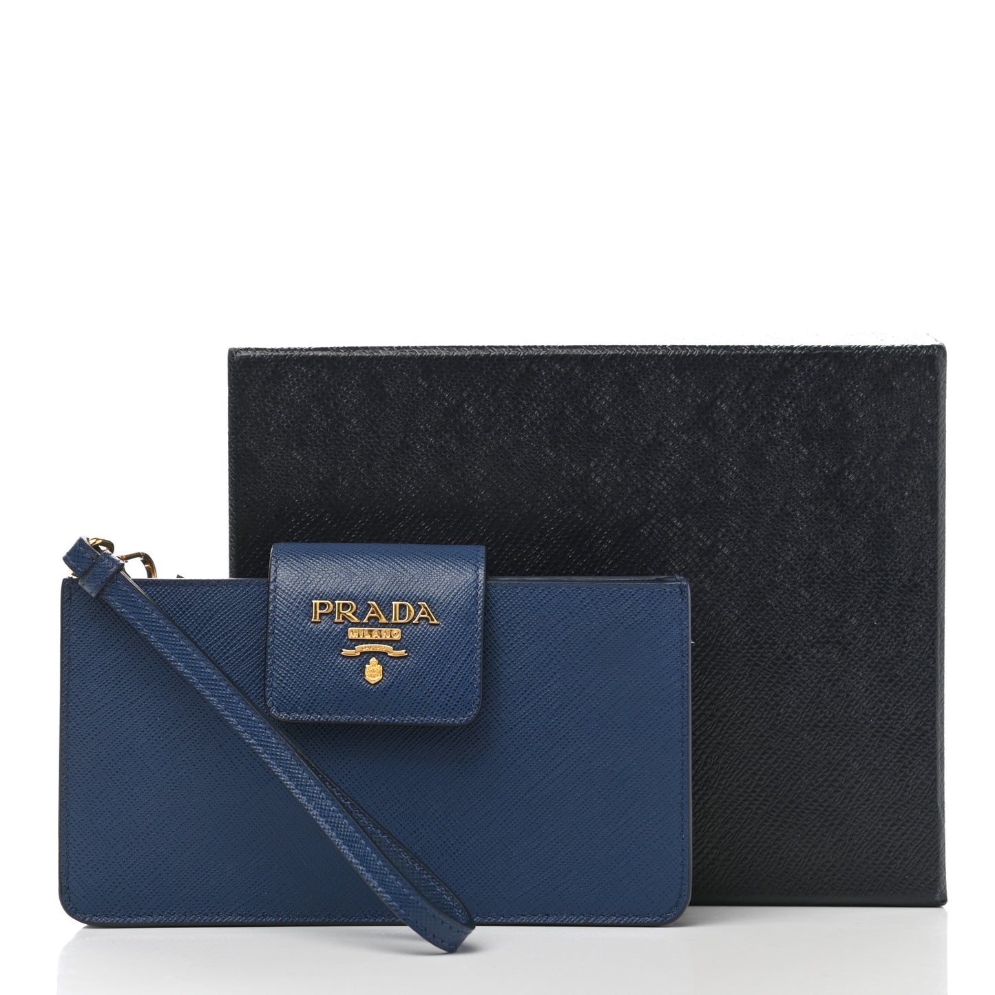 Saffiano Metal Wristlet iPhone Case Bluette