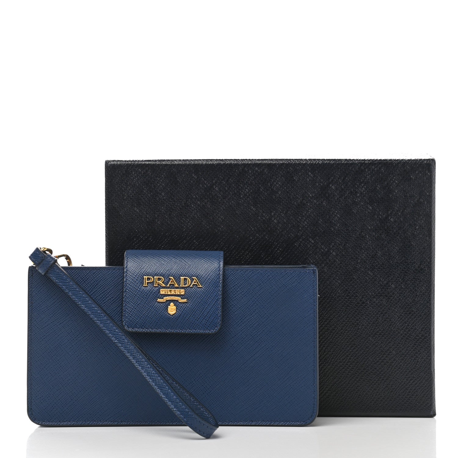 Prada Saffiano Metal Wristlet iPhone Case Bluette 7 of 7