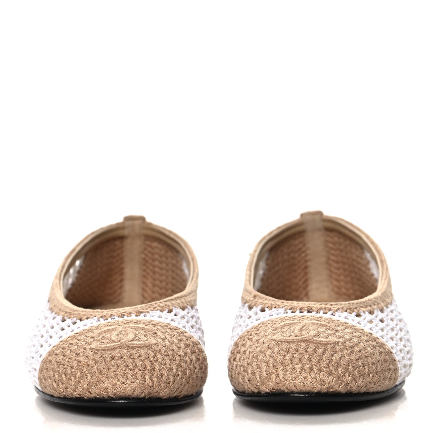 Chanel Raffia Cap Toe Ballerina Flats 37 White Beige 3 of 9