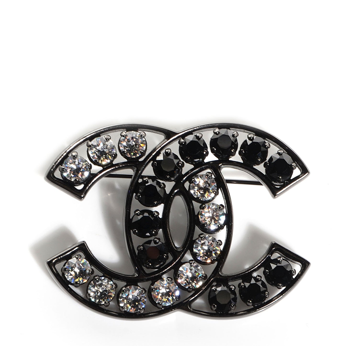 Crystal CC Brooch Black