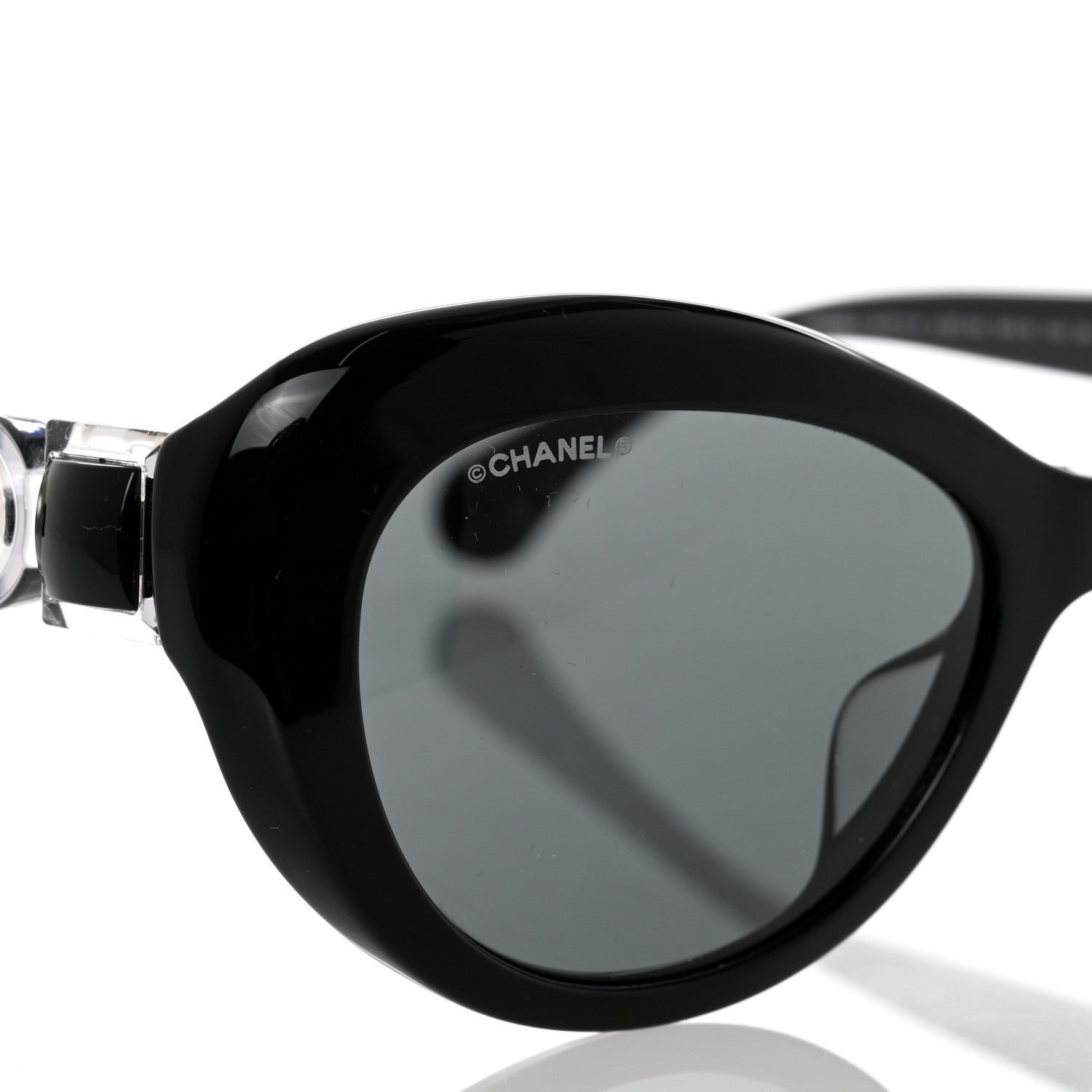 Chanel Acetate Glass Pearls Cat Eye Sunglasses 5443-H-A Black 7 of 8