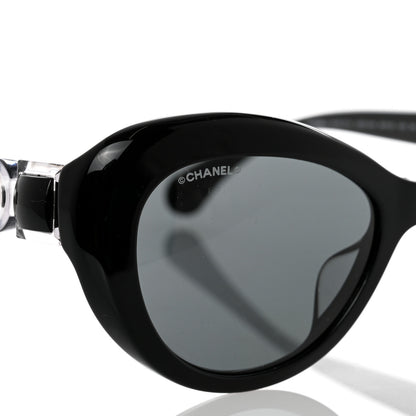 Chanel Acetate Glass Pearls Cat Eye Sunglasses 5443-H-A Black 7 of 8