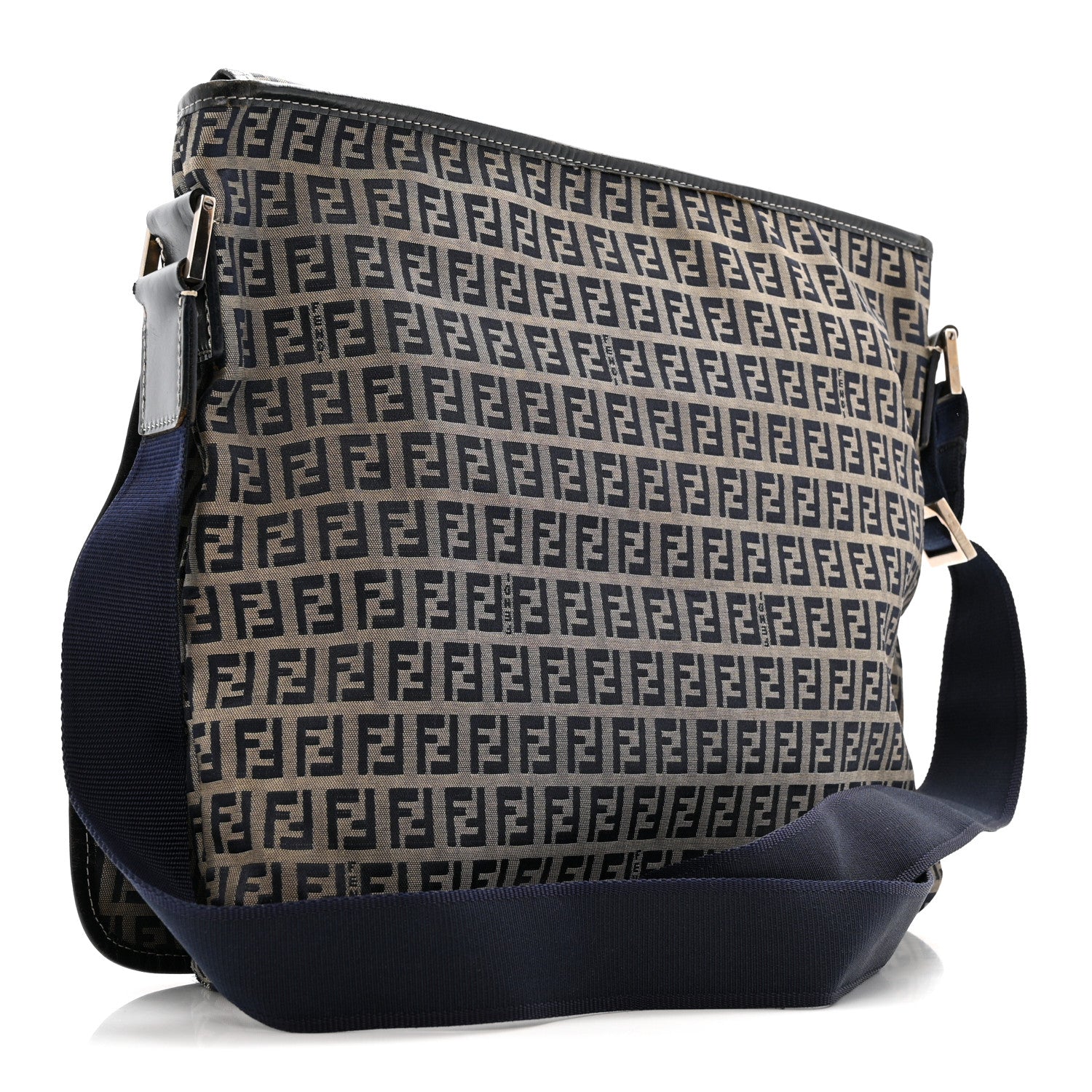 Fendi Zucchino Crossbody Messenger Bag Navy 3 of 16