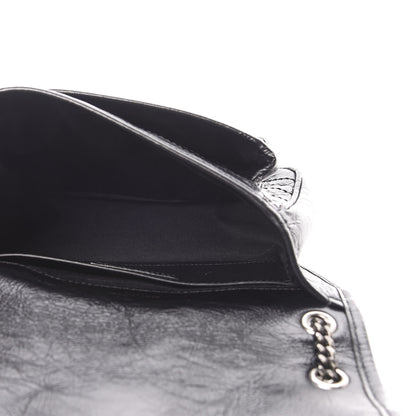 Saint Laurent Crinkled Calfskin Matelasse Monogram Baby Niki Chain Satchel Black 5 of 11