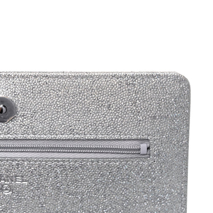 Chanel Glittered Metallic Caviar Quilted Wallet On Chain WOC Silver 11 of 13