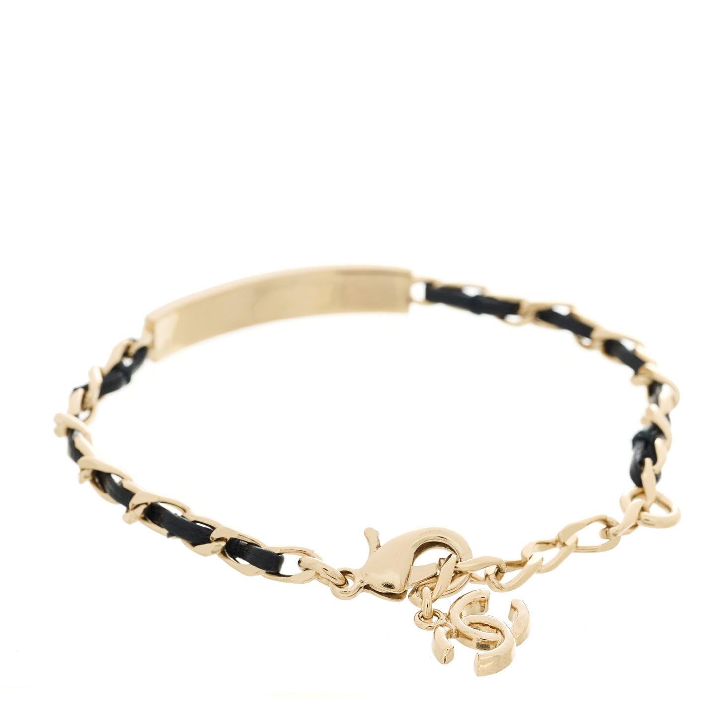 Metal Lambskin Crystal Sergeant Chanel Bracelet Gold