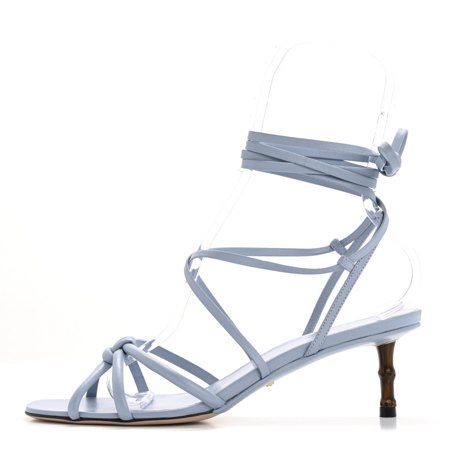 Nappa Charlotte Bamboo Ankle Wrap Sandals 40 Porcelain Light Blue