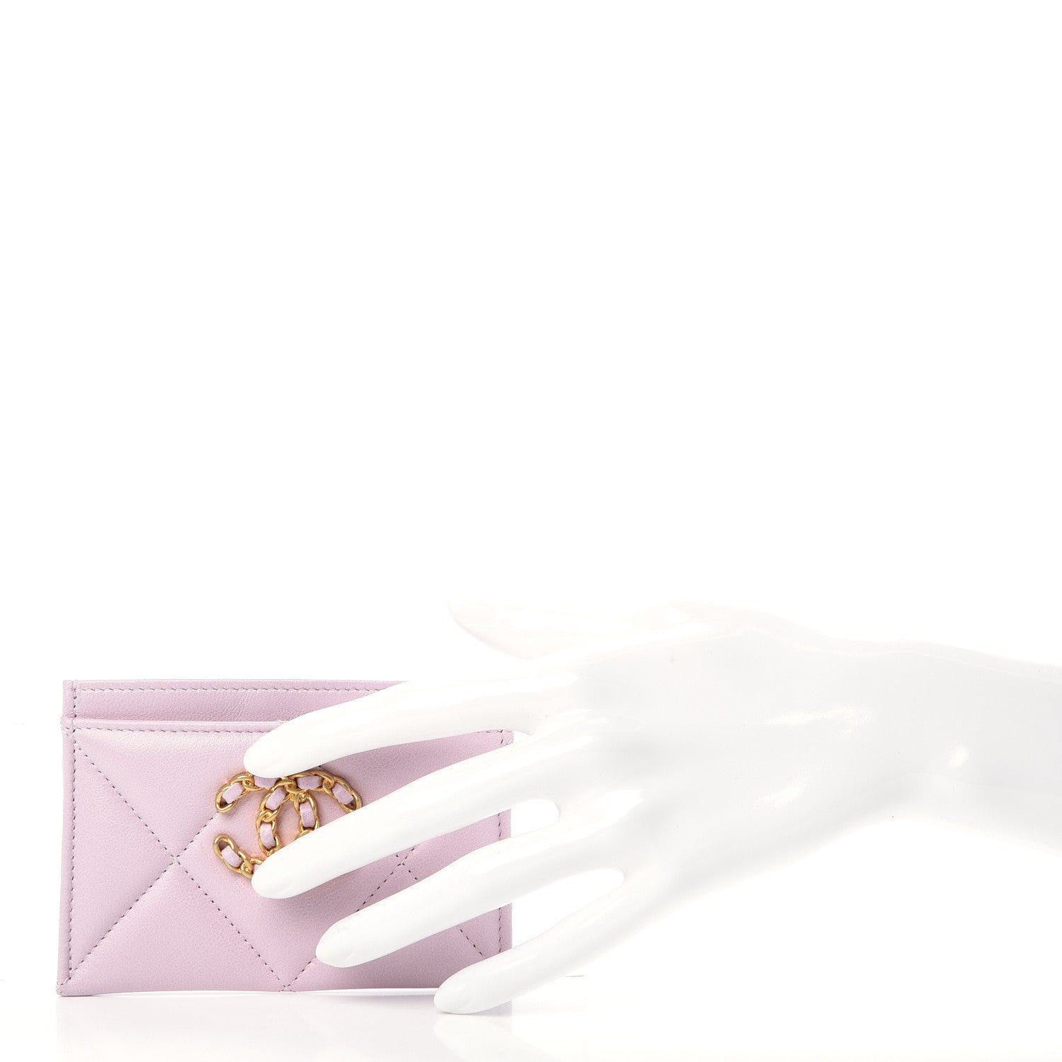 Chanel Lambskin Quilted Chanel 19 Card Holder Light Pink 2 of 9