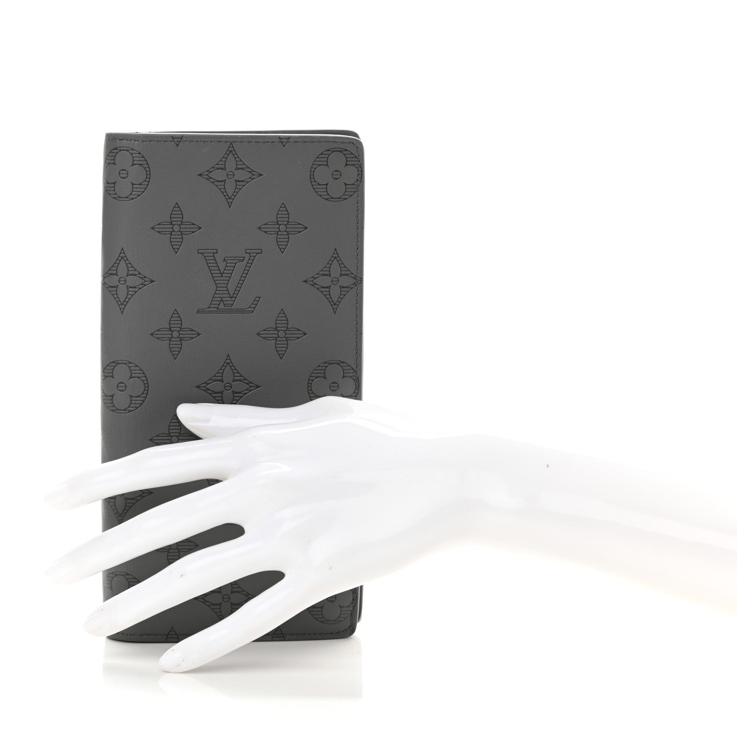 Louis Vuitton Calfskin Monogram Shadow Brazza Wallet Anthracite Gray 2 of 6