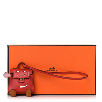 Hermes Tadelakt Chevre Mysore Kelly Quelle Idole Bag Charm Rose Sakura Sanguine Nata Sesame 5 of 5