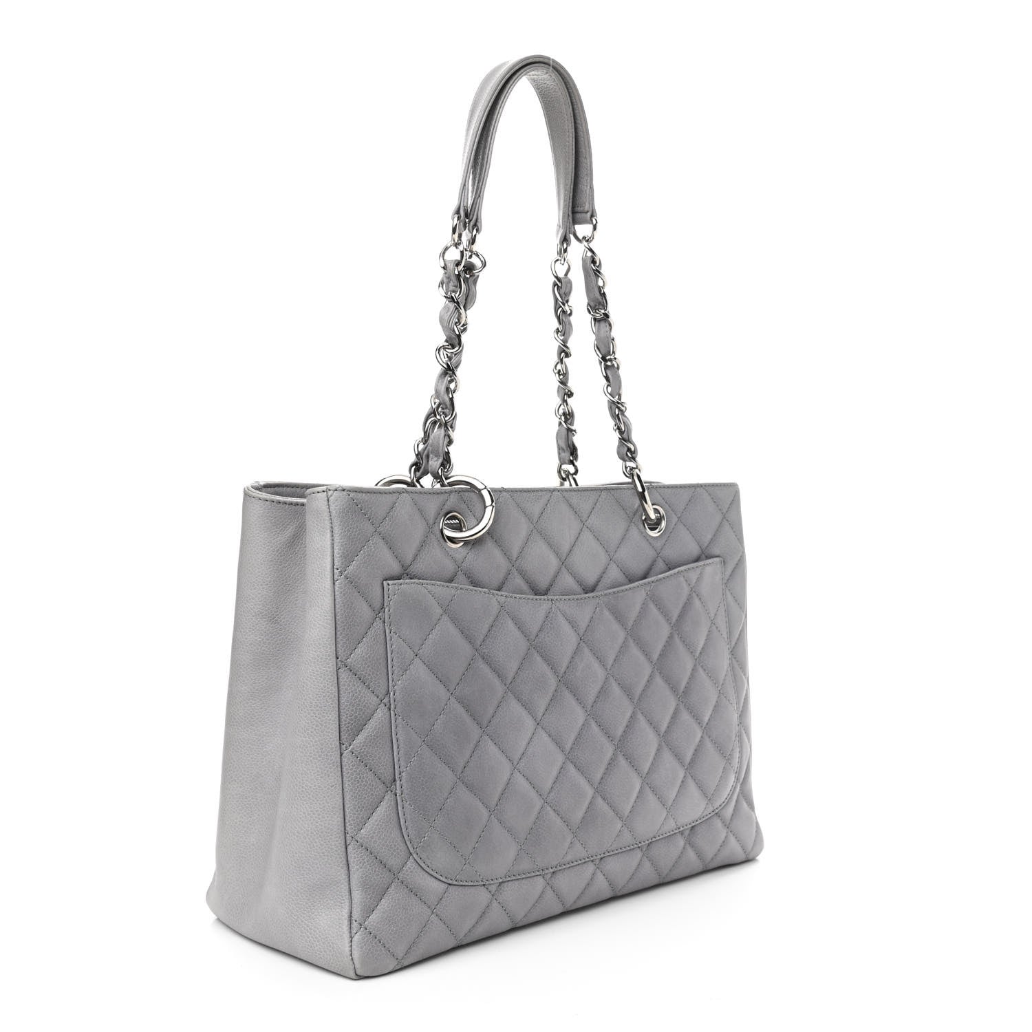 Chanel Caviar Quilted Grand Shopping Tote GST Light Grey 3 of 12