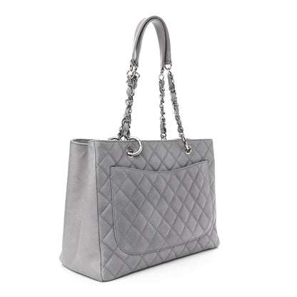 Chanel Caviar Quilted Grand Shopping Tote GST Light Grey 3 of 12
