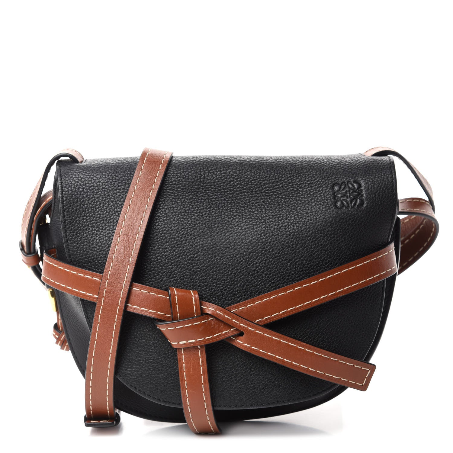 Loewe Grained Calfskin Small Gate Crossbody Bag Pecan Black 1 of 13