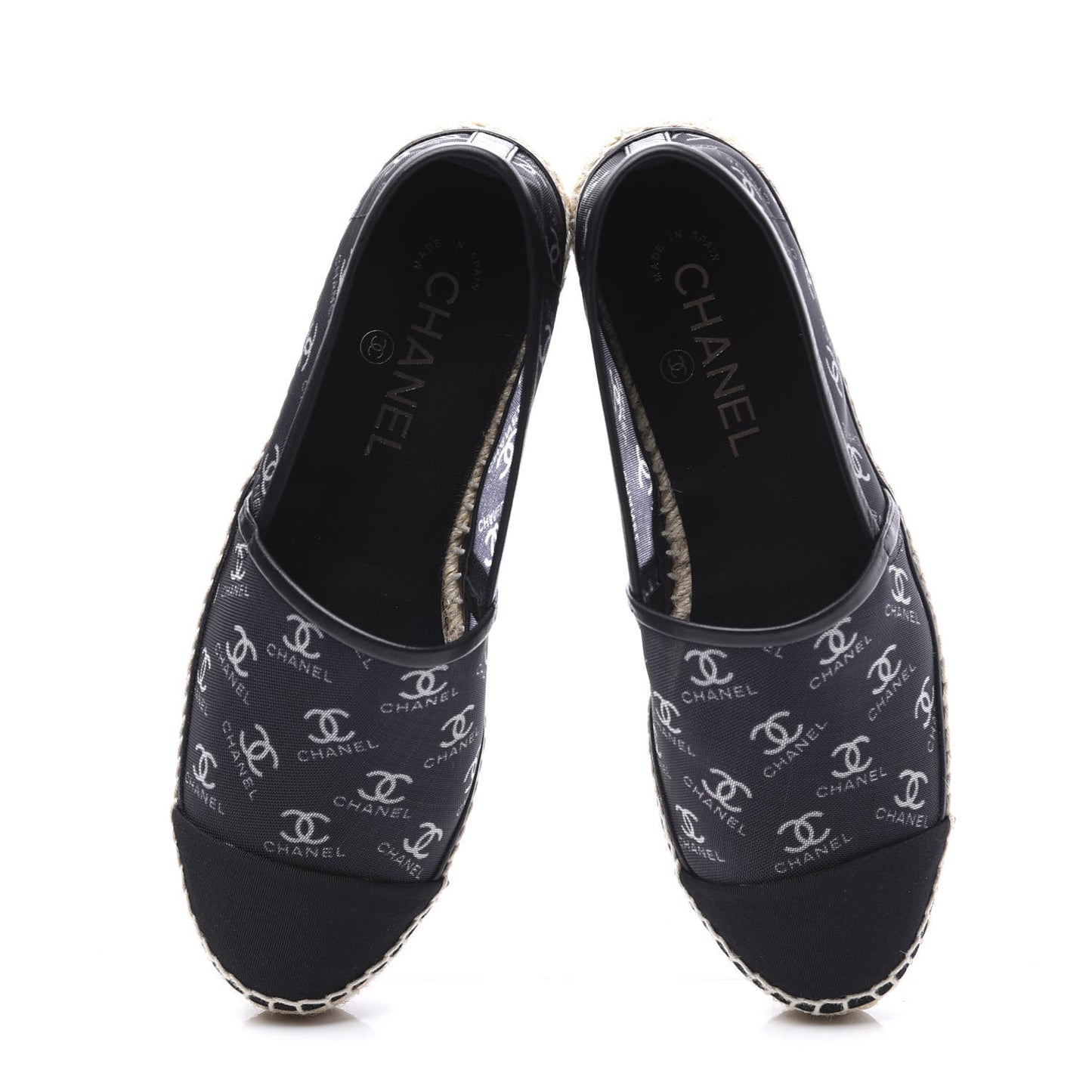 Mesh Grosgrain CC Espadrilles 38 Black White