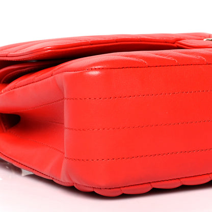 Chanel Lambskin Chevron Quilted Medium Double Flap Red 9 of 15
