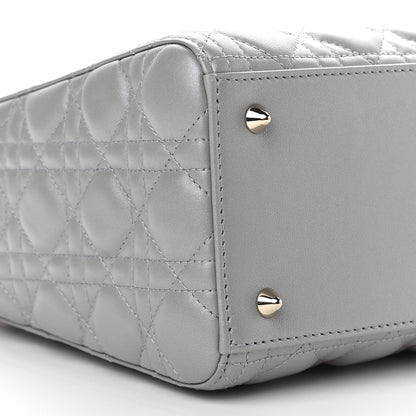 Christian Dior Pearly Lambskin Cannage Medium Lady Dior Opaline 7 of 8