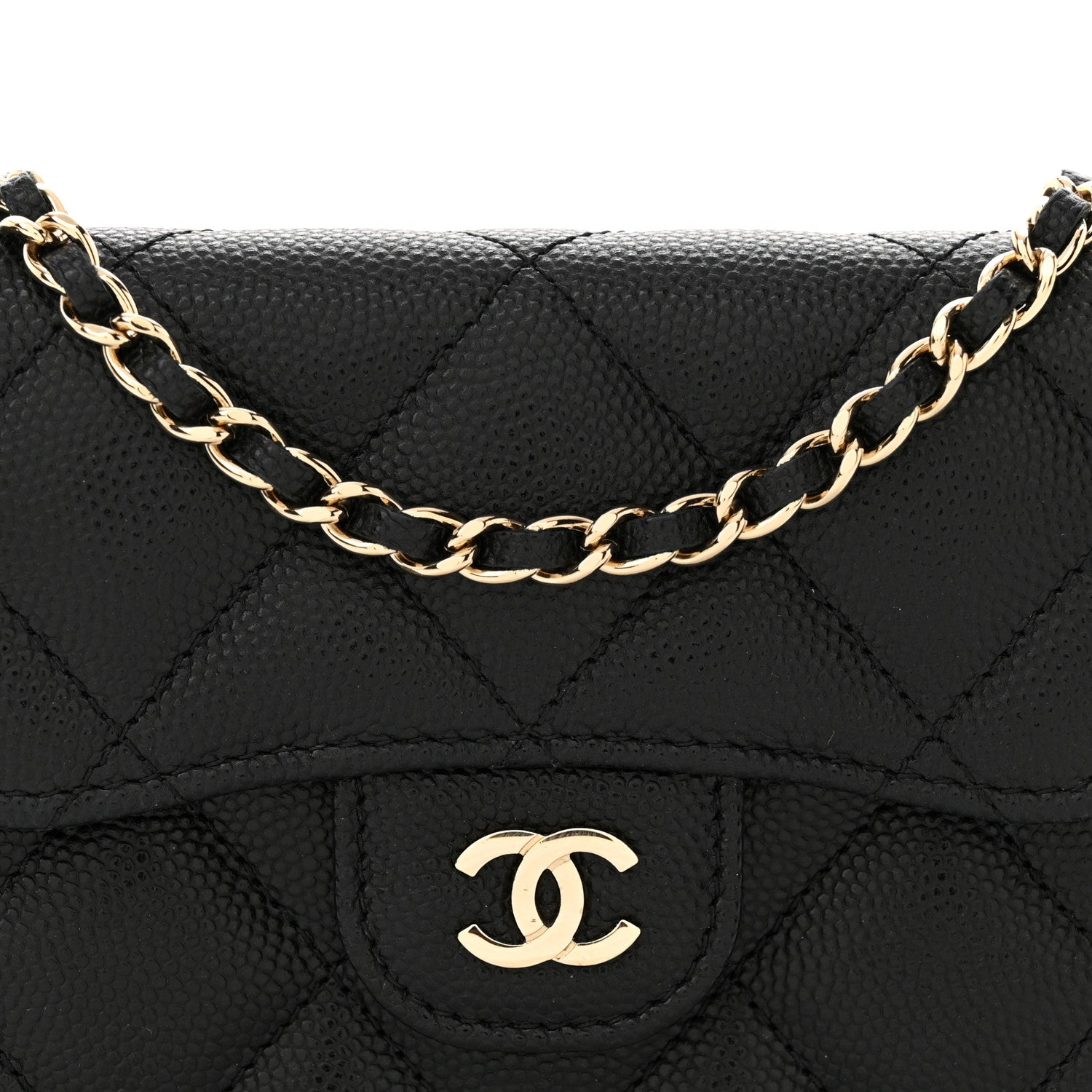Chanel Caviar Quilted Flap Card Holder On Chain Black 9 of 12