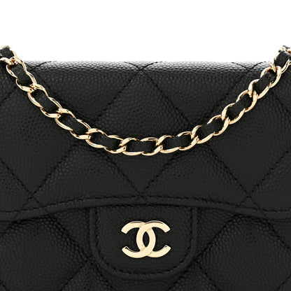 Chanel Caviar Quilted Flap Card Holder On Chain Black 9 of 12
