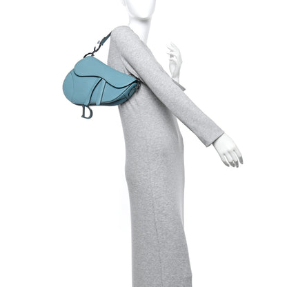 Christian Dior Grained Calfskin Saddle Bag Azure Blue 2 of 14