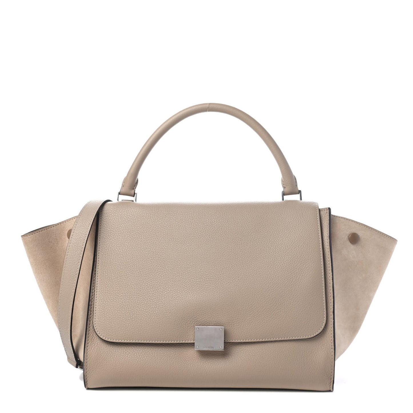 Drummed Calfskin Suede Medium Trapeze Dune