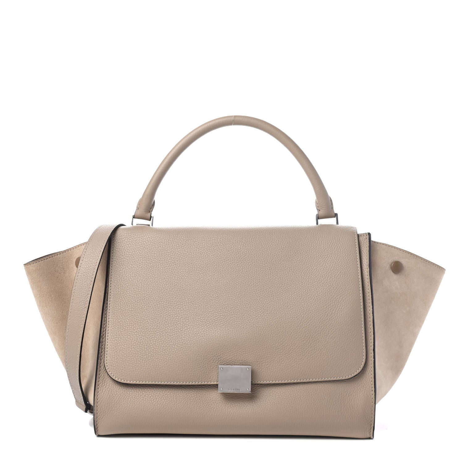Celine Drummed Calfskin Suede Medium Trapeze Dune 2 of 12