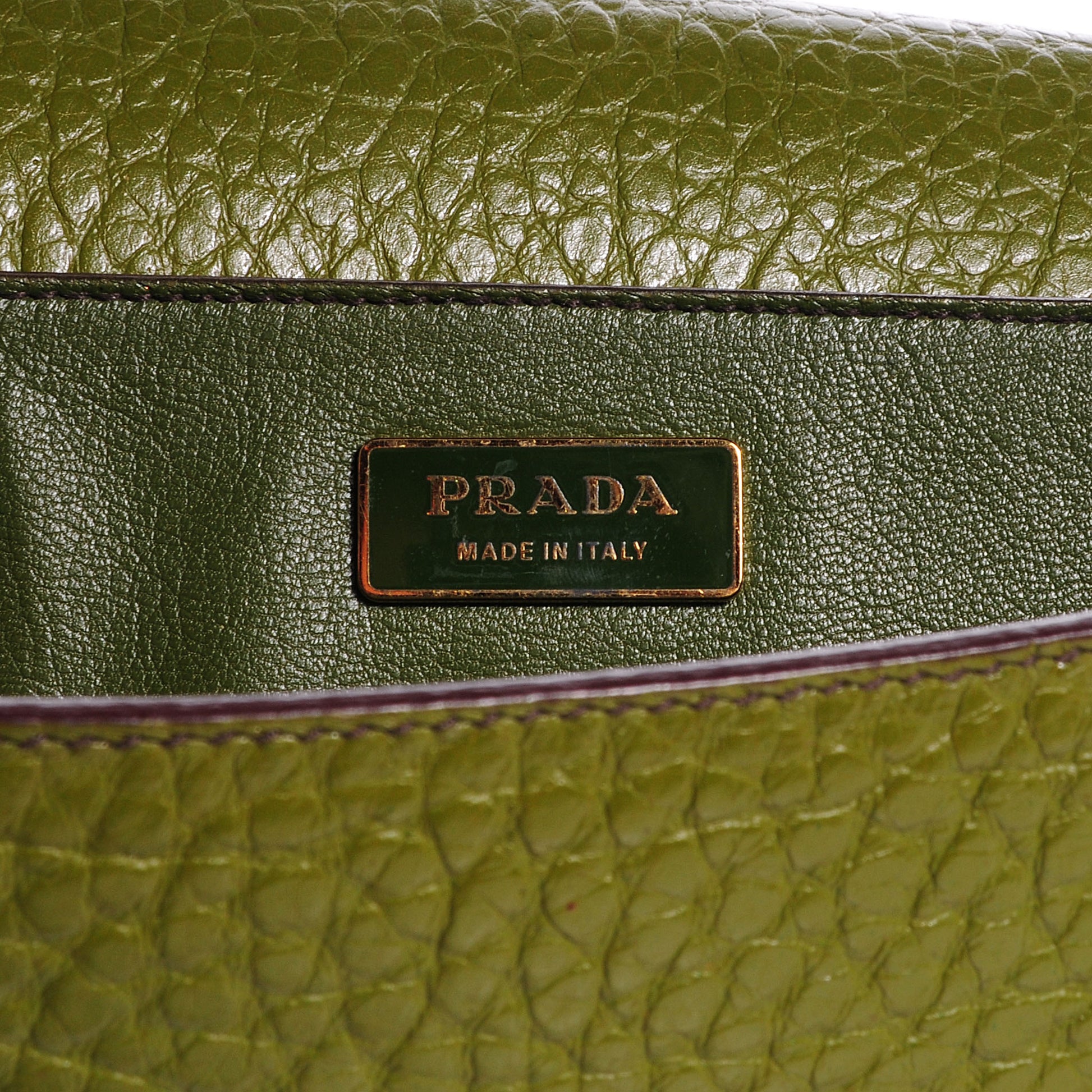 Prada Leather Berlino Sound Top Handle Bag Edera 6 of 7
