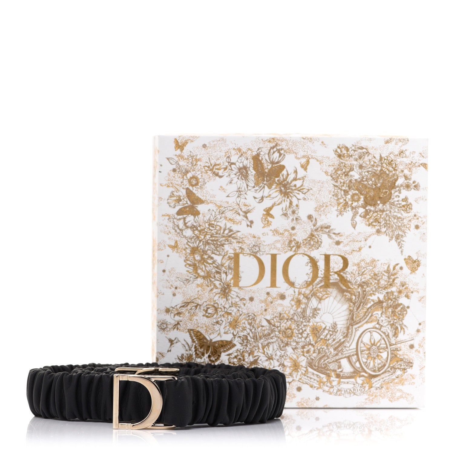 Christian Dior Pleated Lambskin 20mm 30 Montaigne Stretch Belt M Black 6 of 6